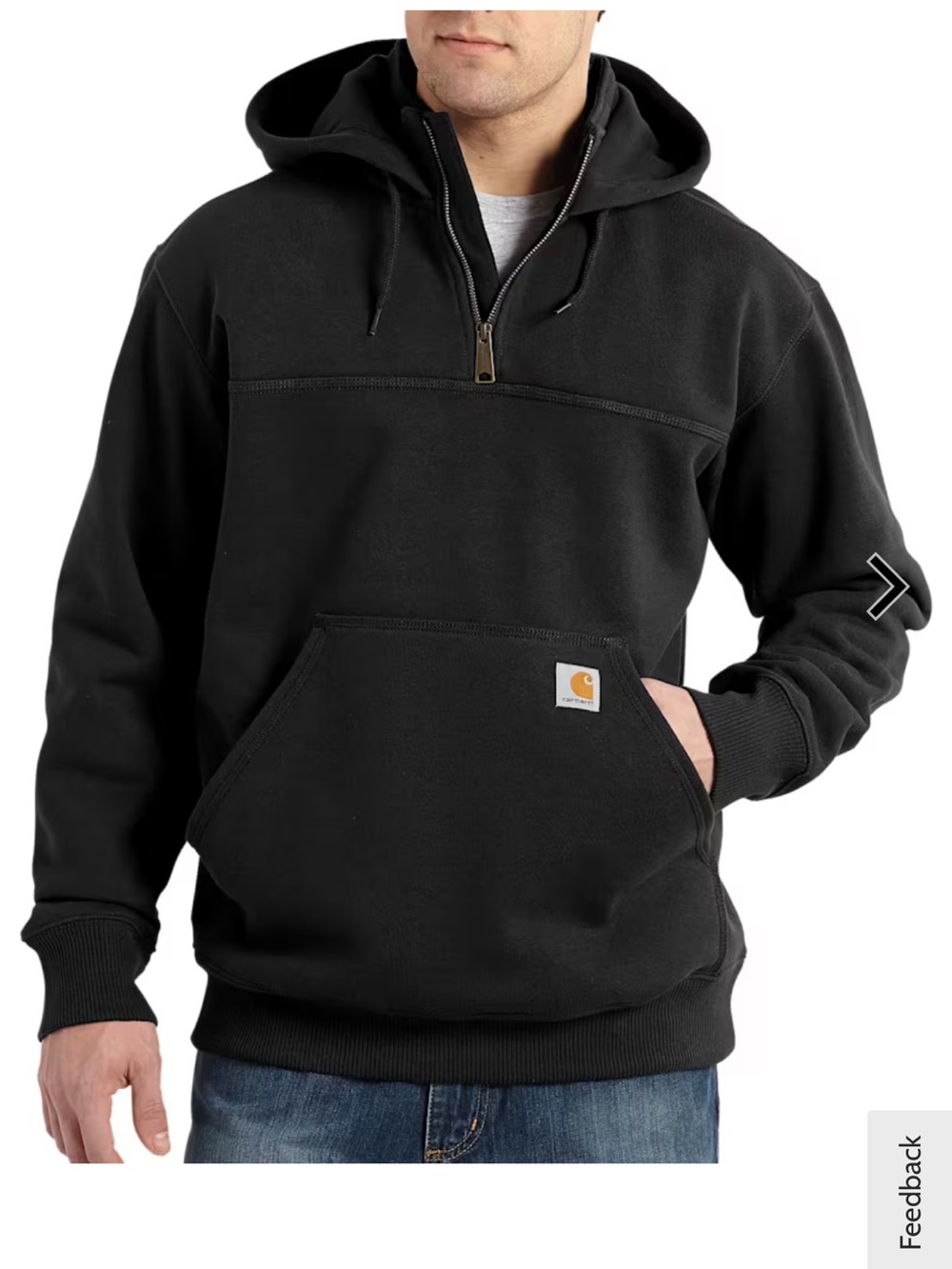 Carhartt Black Hooded Quarter-Zip Work Pullover